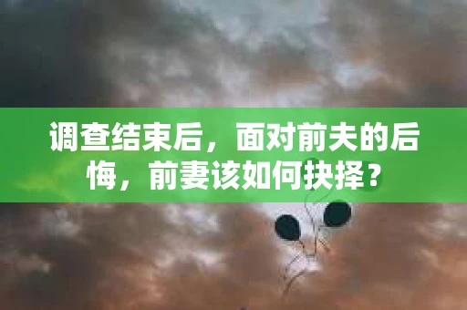 调查结束后，面对前夫的后悔，前妻该如何抉择？